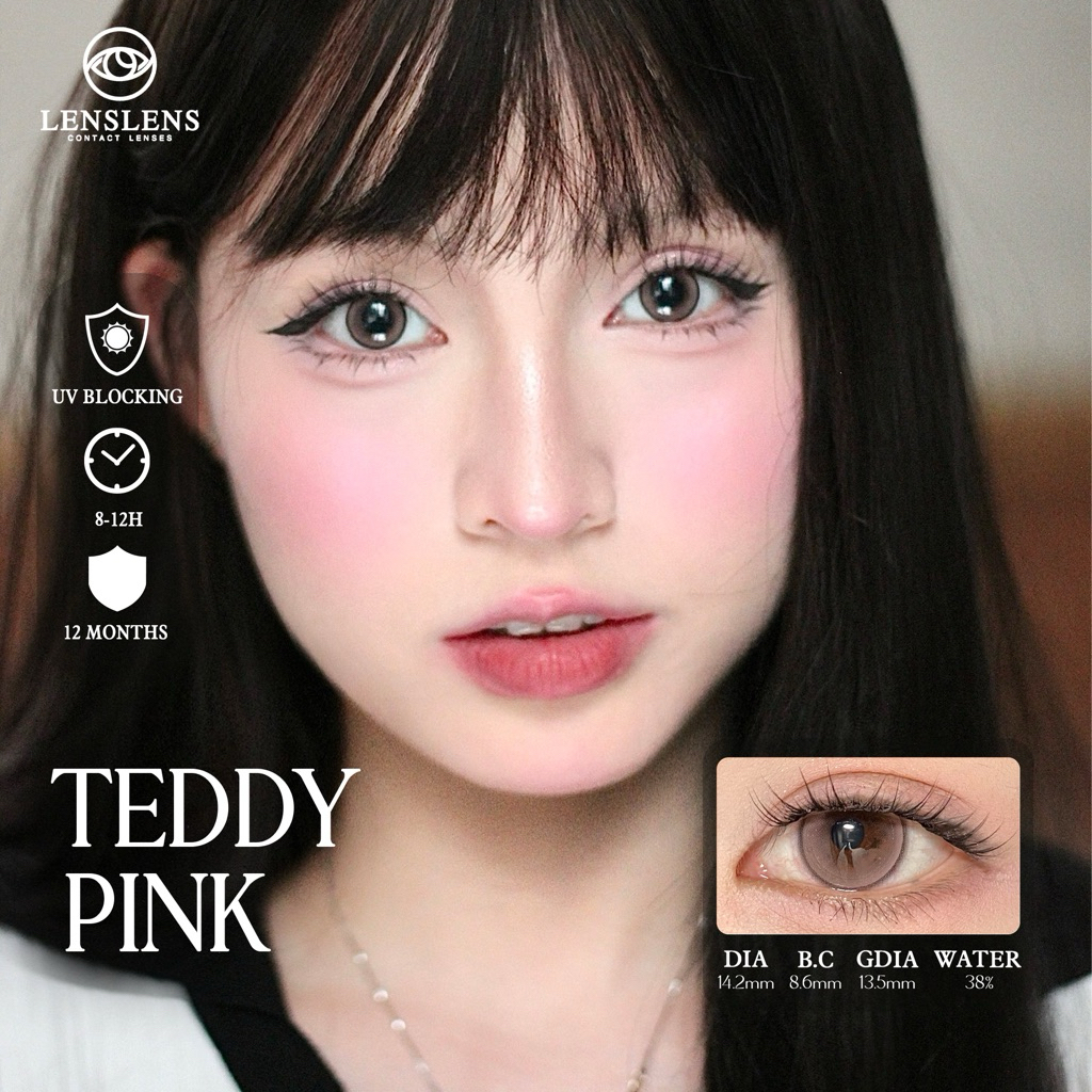 Lens không độ ánh nhũ hồng nhẹ cosplay (Hạn dùng 1 ngày)